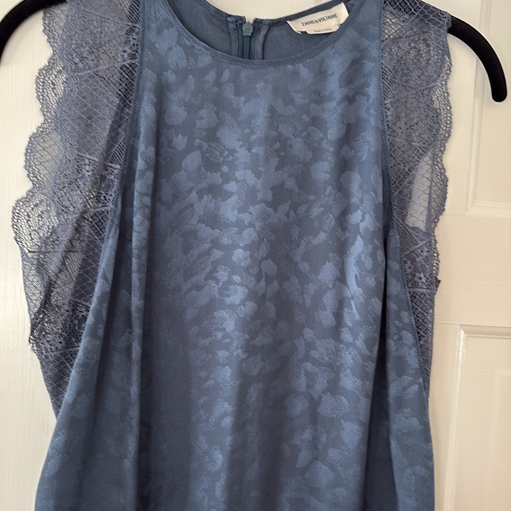 Zadig & Voltaire size XS Navy leopard printed woven silk (100% Silk). - Picture 2 of 11